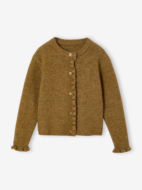 Gilet fille manches longues olive+rose pâle 1 - vertbaudet enfant 