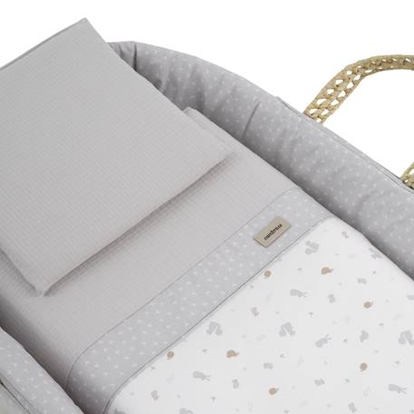 Couffin bébé matelassé avec support en bois Grey/white 4 - vertbaudet enfant 