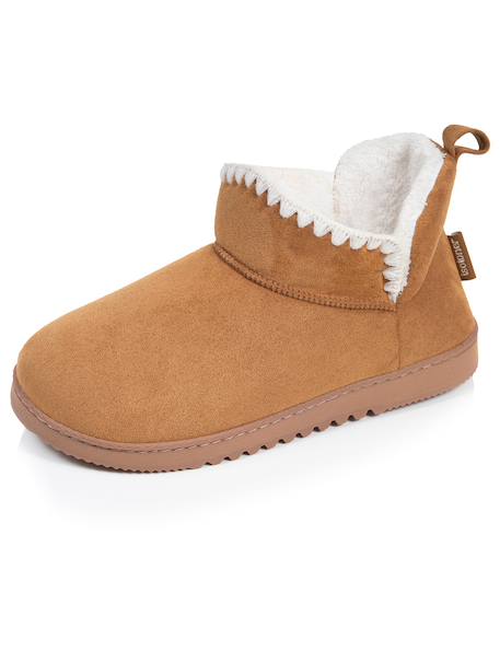 Chaussons bottillons maille bouclette - semelle crantée Camel+Ivoire 6 - vertbaudet enfant 