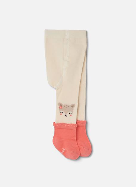 Bébé-Chaussettes, Collants-Collant avec chaussette imprimé renard