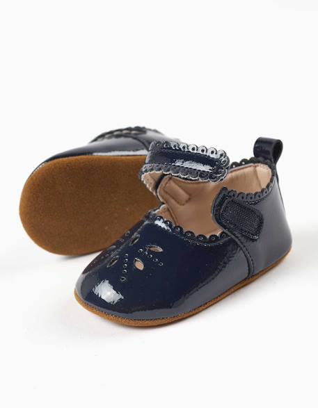 Babies pré-marche vernies avec fermeture à scratch Bleu 3 - vertbaudet enfant 