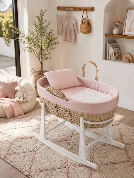 Couffin matelasse + support en bois Rose+Vert 1 - vertbaudet enfant 