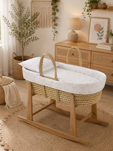 Couffin bébé matelassé avec support en bois Ecru/natural 1 - vertbaudet enfant 