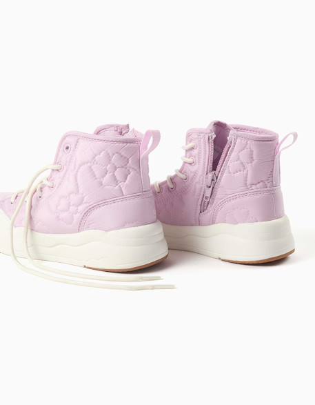 Baskets montantes rembourrées avec broderie florale Mauve lilas 4 - vertbaudet enfant 
