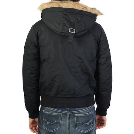 Doudoune à capuche enfant Noir, beige 4 - vertbaudet enfant 