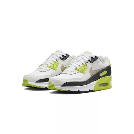 Baskets enfant en cuir Blanc/gris/fluo vert+Noir 2 - vertbaudet enfant 