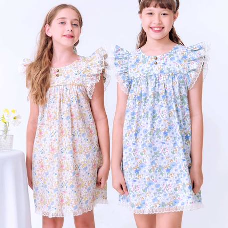 Robe cérémonie fille fleurie liberty jaune | appoline Jaune 2 - vertbaudet enfant 