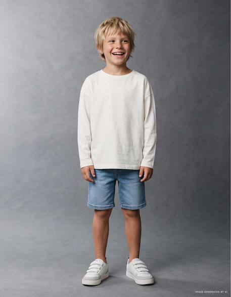 Garçon-Short midi en jean à enfiler avec cordon