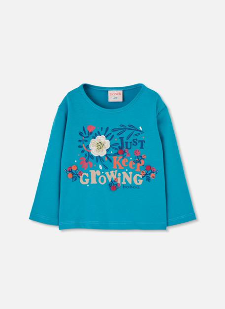 T-shirt fille maille imprimé floral Vert 2 - vertbaudet enfant 
