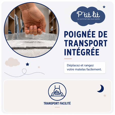 Housse protection matelas bébé - imperméable - sac déménagement - ép. Jusqu'à 12 cm Blanc 4 - vertbaudet enfant 