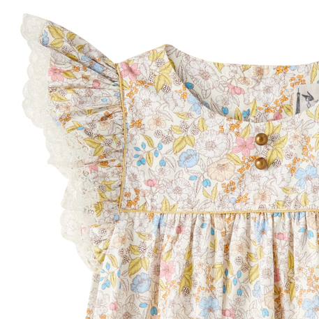 Robe cérémonie fille fleurie liberty jaune | appoline Jaune 4 - vertbaudet enfant 