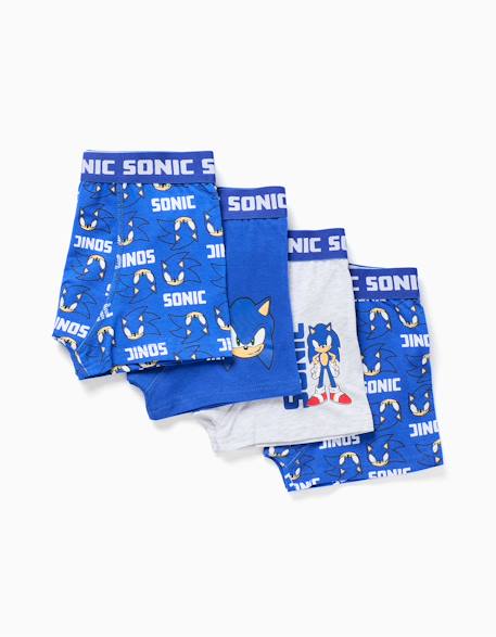 Garçon-Sous-vêtement-Slip, Boxer-Lot de 4 boxers en coton sonic, imprimé personnage, taille élastique