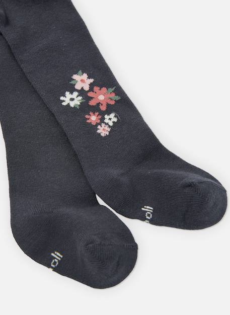 Collant imprimé de fleurs Bleu marine 2 - vertbaudet enfant 