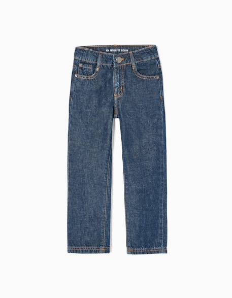 Jean en coton à coupe droite Bleu+Bleu clair 2 - vertbaudet enfant 