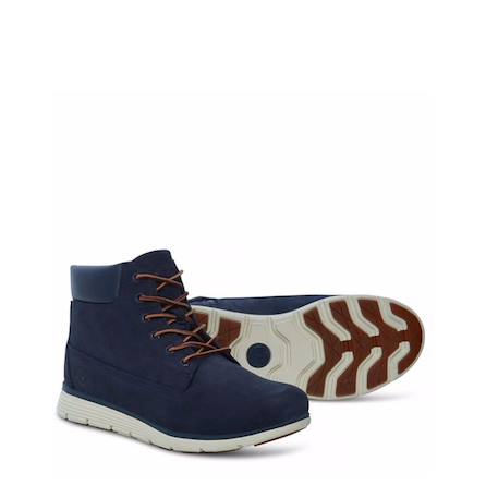Boots enfant en cuir Bleu marine, blanc. 3 - vertbaudet enfant 