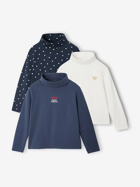 Fille-Lot de 3 T-shirts col roulé fille