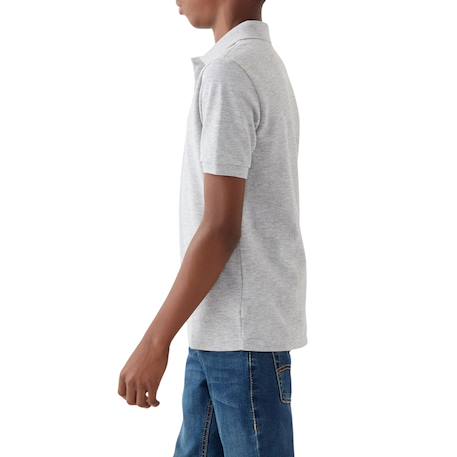Polo enfant en coton Gris chiné, vert+Nidus, vert 4 - vertbaudet enfant 