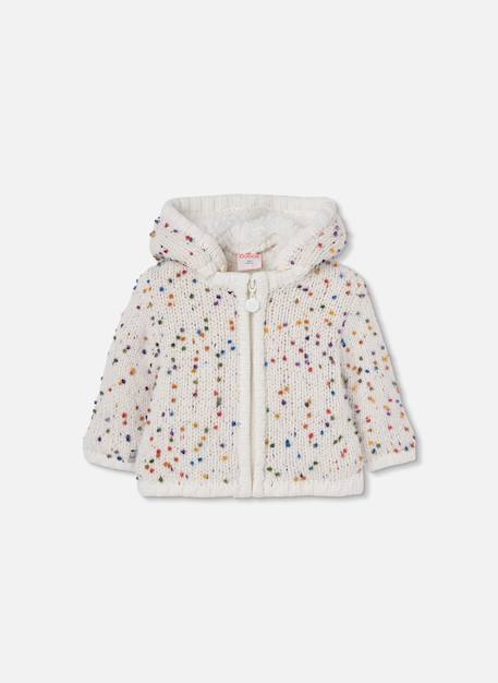 Veste bébé fille en maille avec points Blanc 1 - vertbaudet enfant 