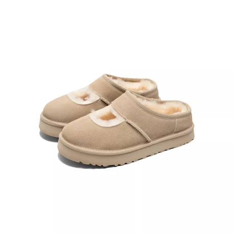 Chausson slippers enfant en daim Beige clair 2 - vertbaudet enfant 