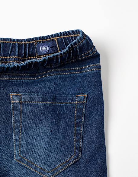 Pantalon en jean slim avec cordon de serrage Bleu+Bleu foncé 8 - vertbaudet enfant 