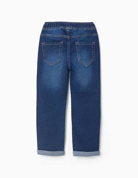 Pantalon en jean slim avec cordon de serrage Bleu+Bleu foncé 7 - vertbaudet enfant 