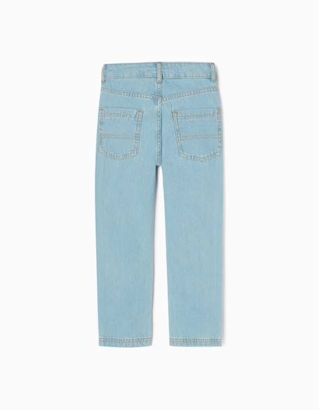 Jean en coton à coupe droite Bleu+Bleu clair 7 - vertbaudet enfant 