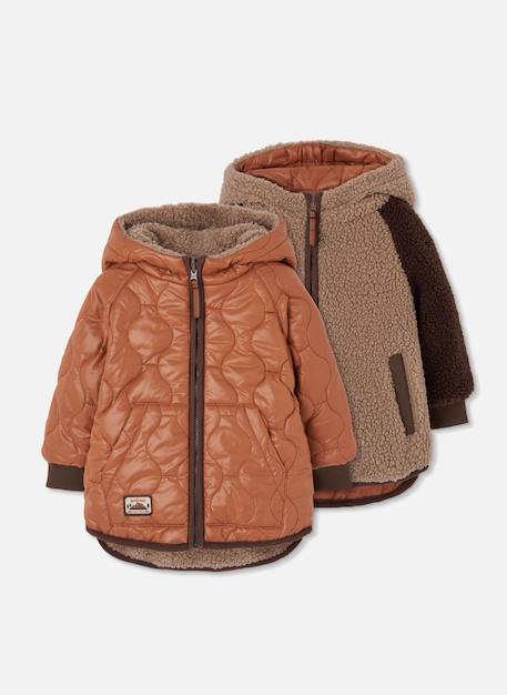 Parka garçon tissu technique réversible Marron 3 - vertbaudet enfant 
