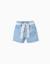 Short en jean avec ceinture à motif floral Bleu clair 2 - vertbaudet enfant 