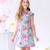 Robe col mao fille fleurie bleu turquoise | annam Bleu 1 - vertbaudet enfant 