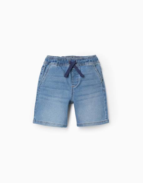 Short midi en jean à enfiler avec cordon Bleu+Bleu clair+Bleu foncé 6 - vertbaudet enfant 
