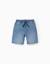 Short midi en jean à enfiler avec cordon Bleu+Bleu clair+Bleu foncé 6 - vertbaudet enfant 