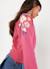 Sweat-shirt fille en molleton brodé fleurs Violet 2 - vertbaudet enfant 
