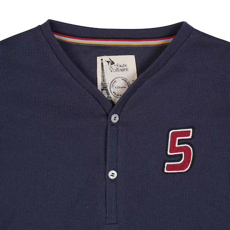 T-shirt garçon bleu marine à manches longues | elvis Bleu 2 - vertbaudet enfant 