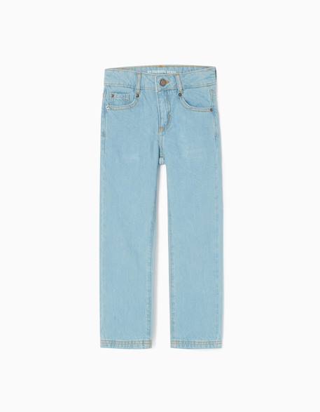 Jean en coton à coupe droite Bleu+Bleu clair 6 - vertbaudet enfant 
