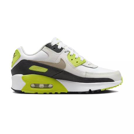 Baskets enfant en cuir Blanc/gris/fluo vert+Noir 3 - vertbaudet enfant 