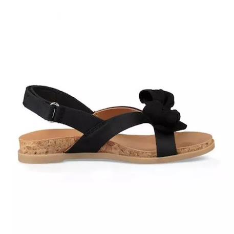 Sandales fille en cuir Noir, marron+Rose, marron 3 - vertbaudet enfant 