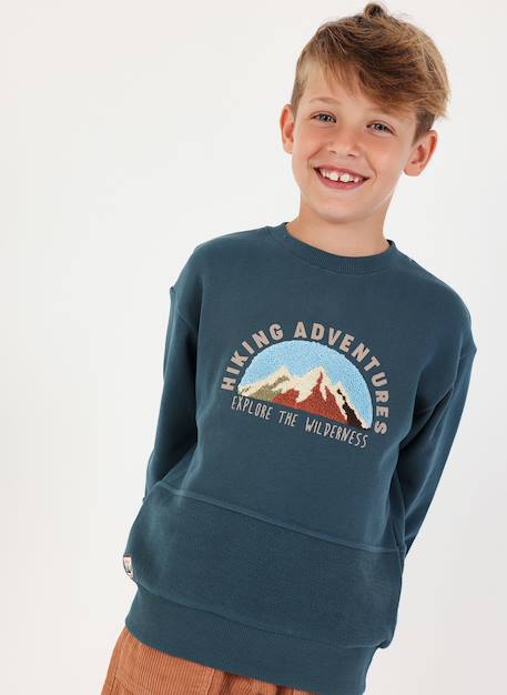 Garçon-Sweat-shirt garçon molleton broderie montagnes