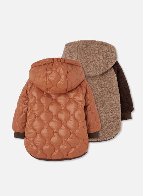 Parka garçon tissu technique réversible Marron 4 - vertbaudet enfant 