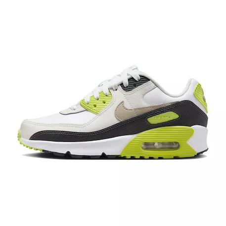 Baskets enfant en cuir Blanc/gris/fluo vert+Noir 1 - vertbaudet enfant 