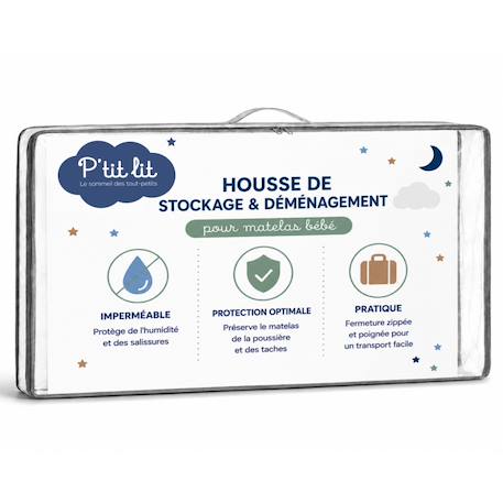 Housse protection matelas bébé - imperméable - sac déménagement - ép. Jusqu'à 12 cm Blanc 1 - vertbaudet enfant 