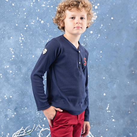 T-shirt garçon bleu marine à manches longues | elvis Bleu 5 - vertbaudet enfant 