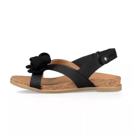 Sandales fille en cuir Noir, marron+Rose, marron 1 - vertbaudet enfant 