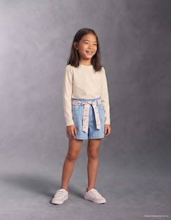 -Short en jean avec ceinture à motif floral