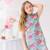 Robe col mao fille fleurie bleu turquoise | annam Bleu 2 - vertbaudet enfant 