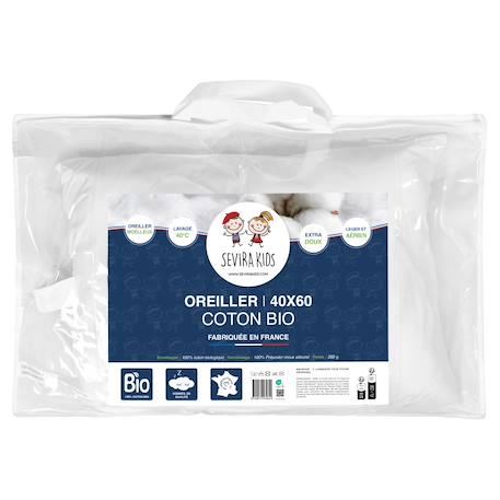 Oreiller moelleux en coton bio fabriqué en france Blanc 3 - vertbaudet enfant 