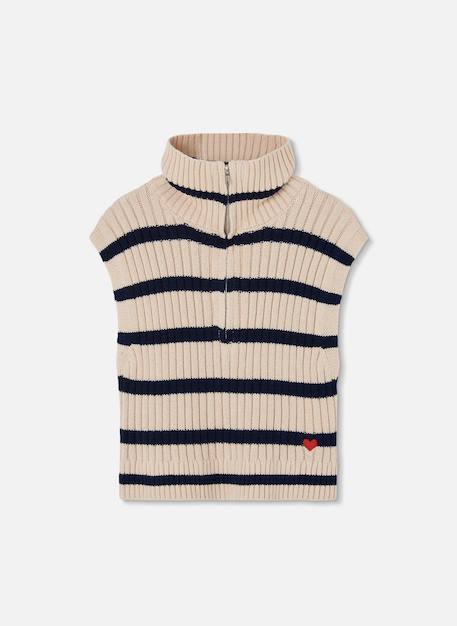 Fille-Pull, gilet, sweat-Pull-Pull sans manches fille avec coeur brodé