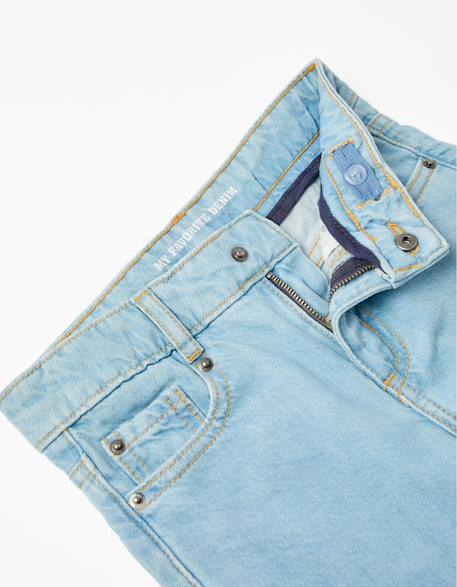 Jean en coton à coupe droite Bleu+Bleu clair 8 - vertbaudet enfant 