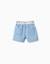 Short en jean avec ceinture à motif floral Bleu clair 3 - vertbaudet enfant 
