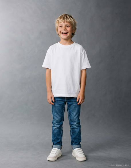 Pantalon en jean slim avec cordon de serrage Bleu+Bleu foncé 5 - vertbaudet enfant 