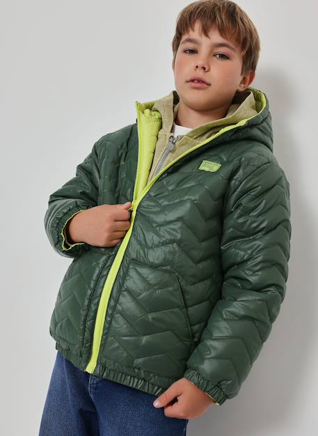 Parka garçon tissu technique réversible Vert 1 - vertbaudet enfant 
